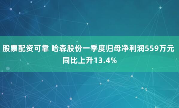 股票配资可靠 哈森股份一季度归母净利润559万元 同比上升13.4%